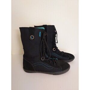 Vans Showdown Women's 7 US Suede Canvas Shoes Black Teal Blue High Tops Boots